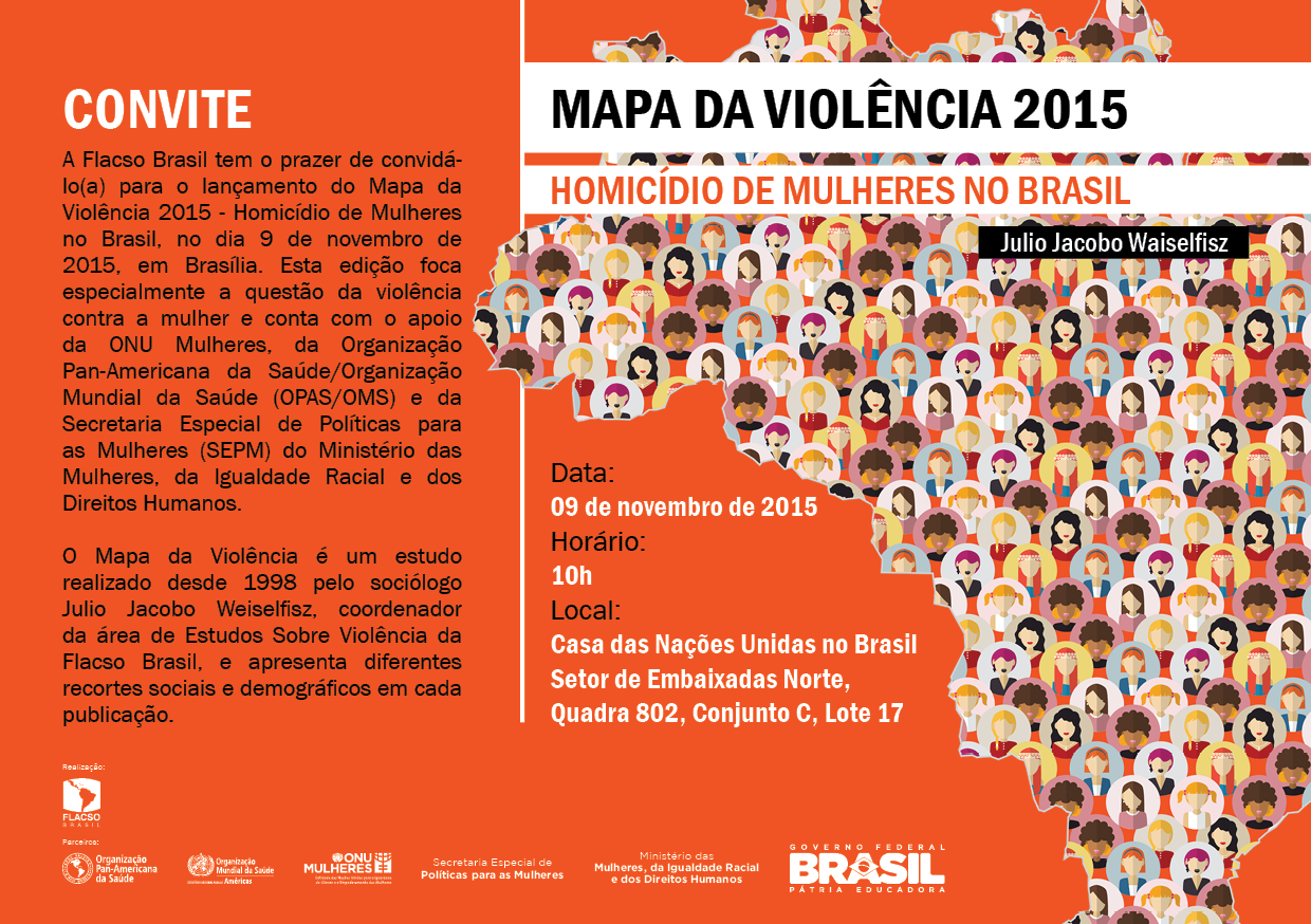 Mapa da Violência sobre Homicídios de Mulheres será lançado em Brasília nesta segunda, 9/11