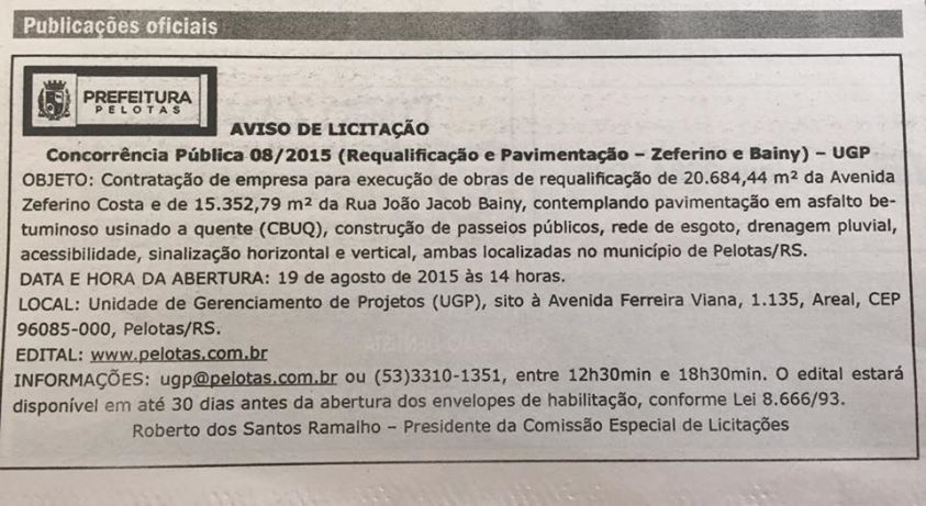 Aviso de Licitacao Sem Arborizacao