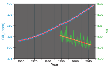 CO2 na atmosfera e pH oceânico